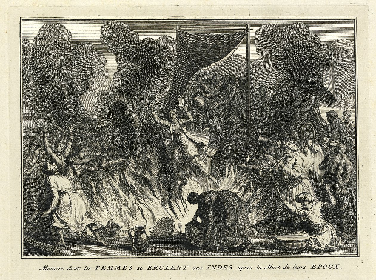 Viúva queimando na Índia, 1728 de Bernard Picart