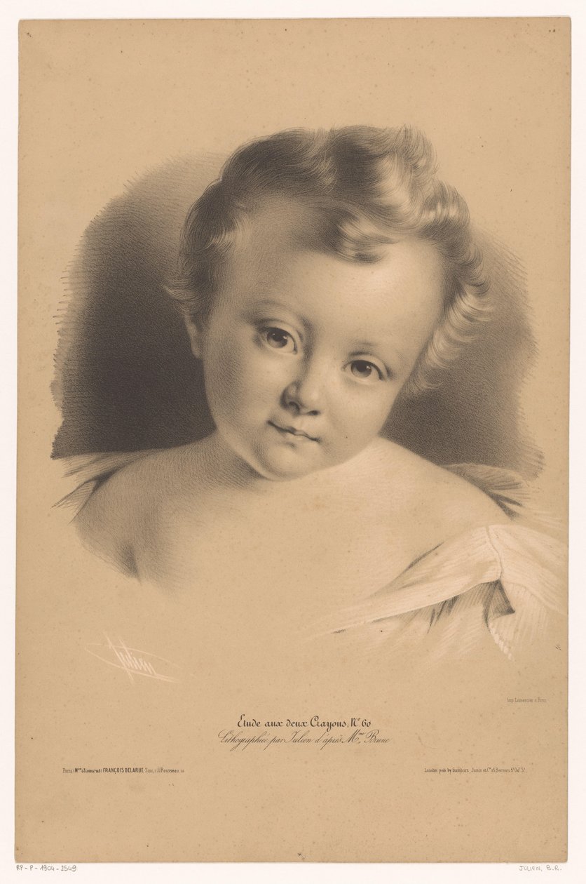 Retrato de uma criança de tenra idade
Estudos em dois lápis de cera (título da série)
Étude aux deux Crayons (título da série sobre o objecto) de Bernard Romain Julien