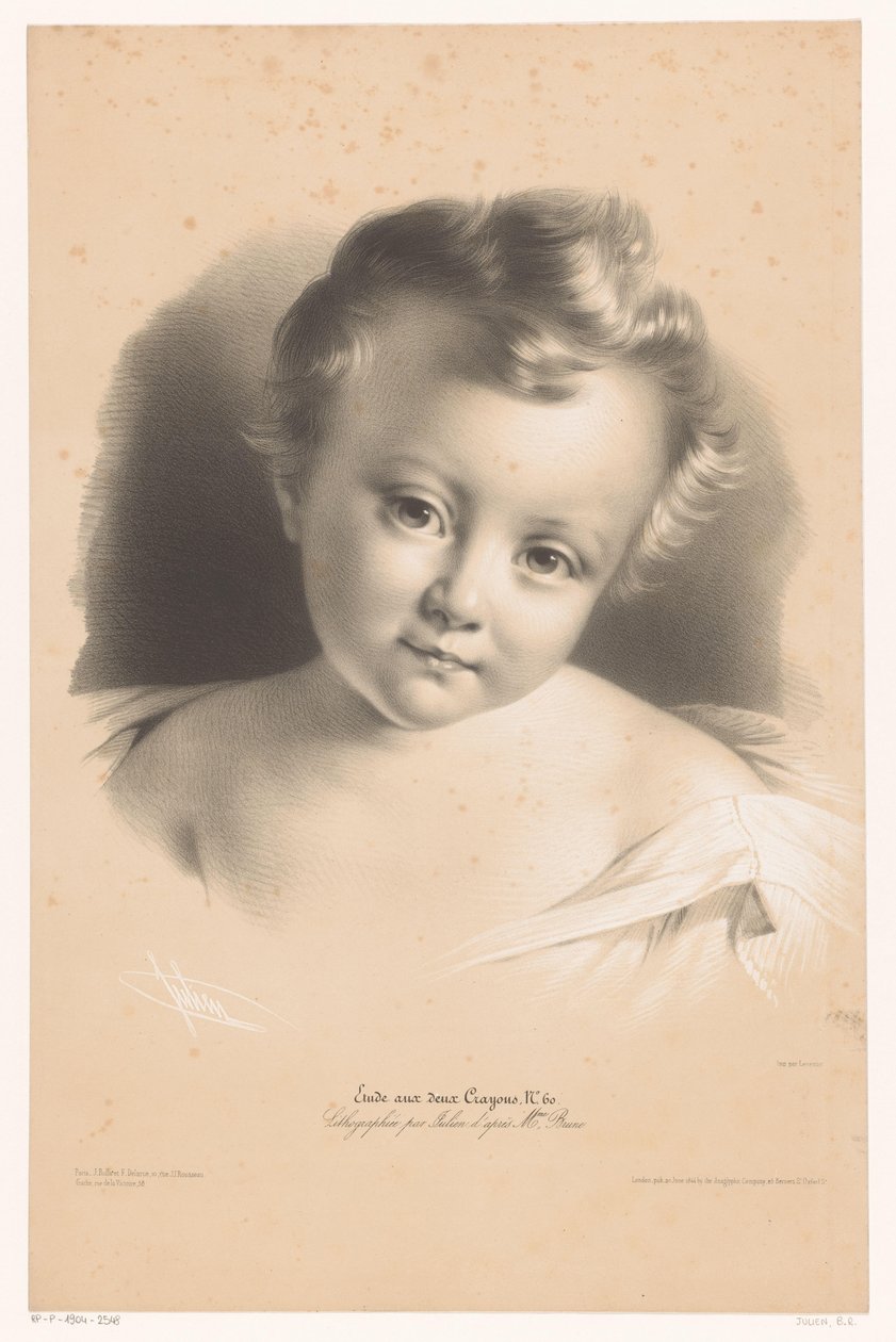 Retrato de uma criança de tenra idade
Estudos em dois lápis de cera (título da série)
Étude aux deux Crayons (título da série sobre o objecto) de Bernard Romain Julien