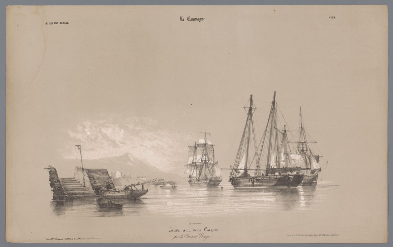 Navios à vela no porto
Representações da vida rural (título da série)
La Campagne. Études varieés aux deux Crayons (título da série sobre o objecto) de Bernard Romain Julien