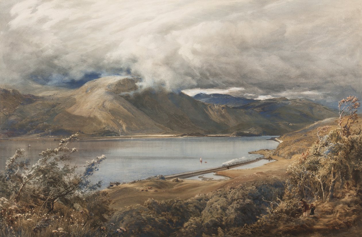 North Wales, possivelmente um trecho da ferrovia Ffestiniog (wc no papel) de Bernard Walter Evans