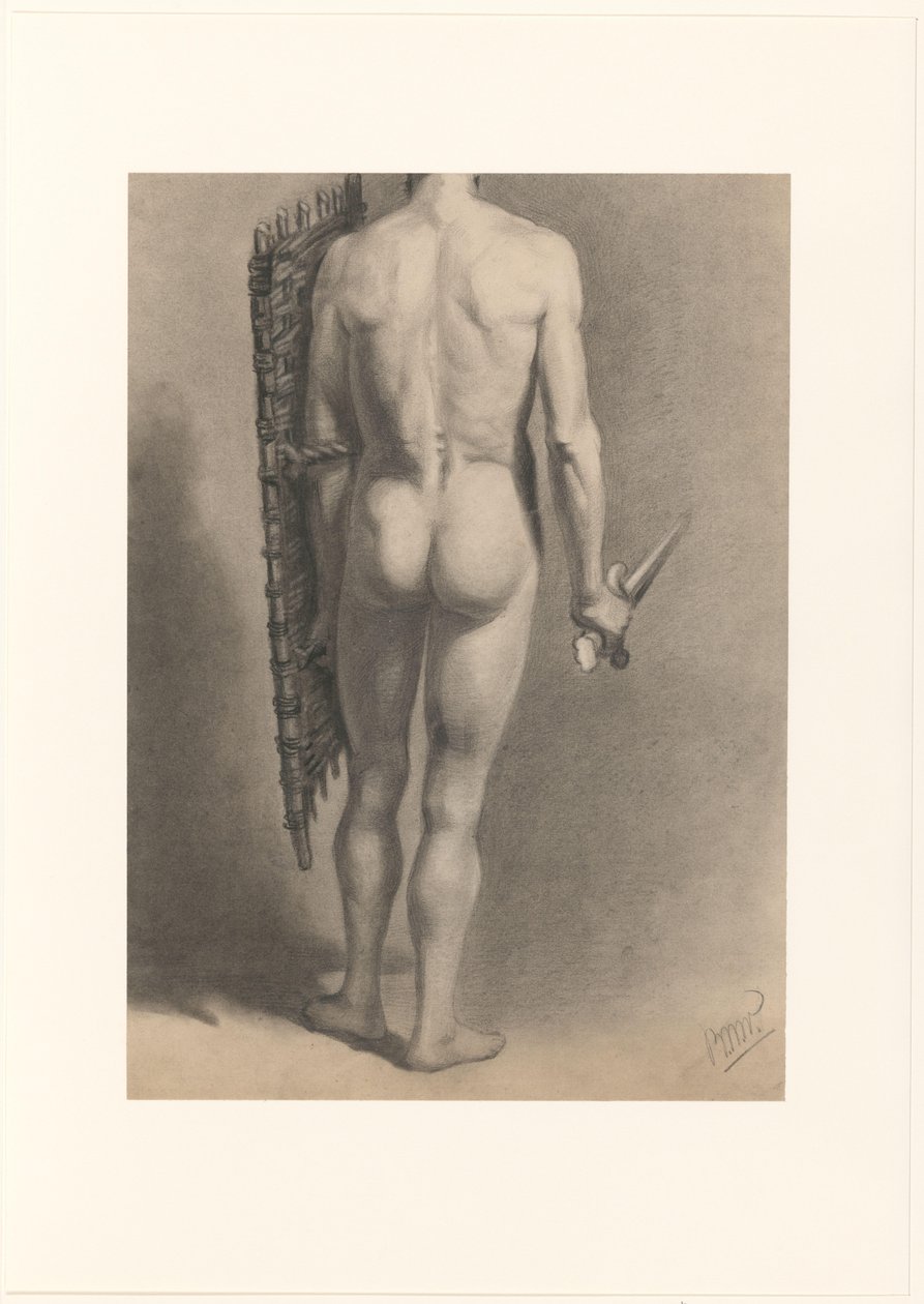 Homem nu com espada e escudo, visto por trás de Bernard Willem Wierink (signed by artist)