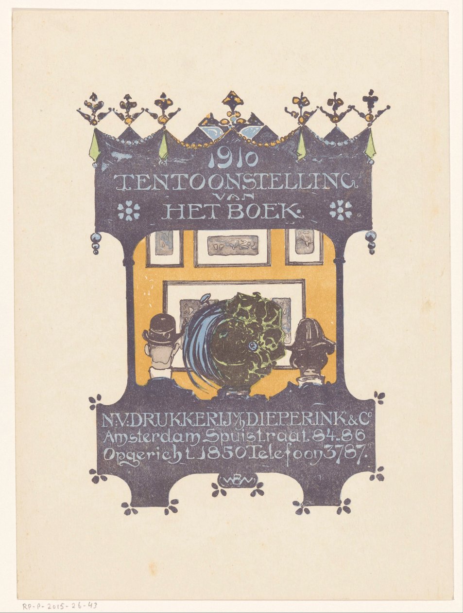 Anúncio da impressora de tijolos e livros de Amsterdão Dieperink & Co.
1910 Exposição de livros (título sobre o objecto) de Bernard Willem Wierink