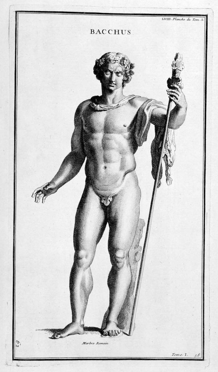 Baco, depois de uma estátua romana, 1757 de Bernard de Montfaucon