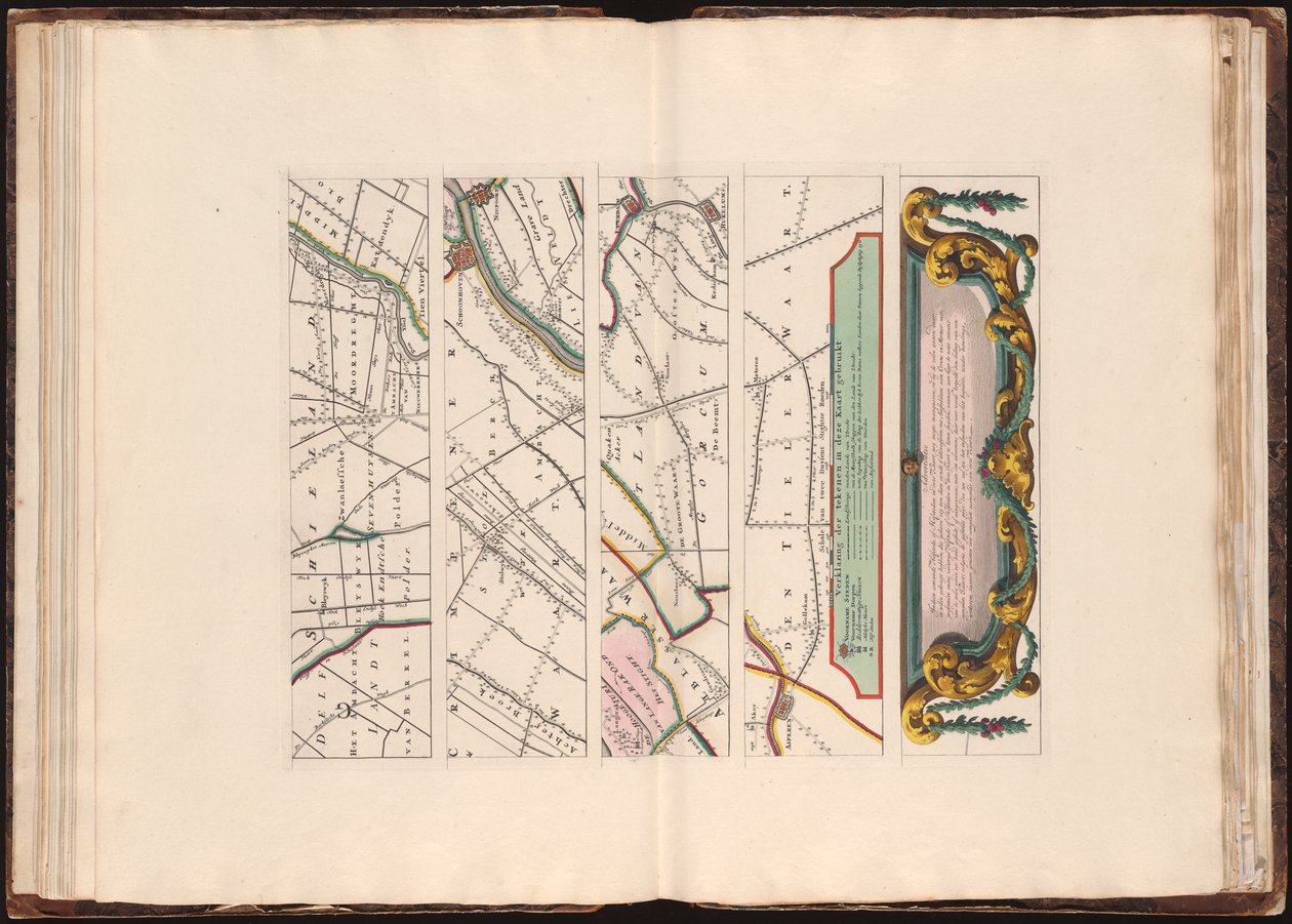 Novo mapa do Lande van Utrecht de acordo com a ordem de d&39;Ed. Mog. Heeren Staten ... para medir e mapear, por Bernard du Roy, engenheiro; G. Hoet del. enfeites. ; Esculturas de T. Doesburgh de Bernard de Roĳ