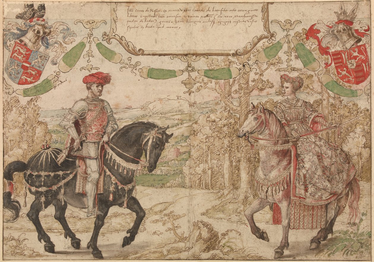 Conde Jan Johann IV de Nassau e sua esposa Maria, condessa de Loon e Heinsberg, ca 1530 de Bernard van Orley