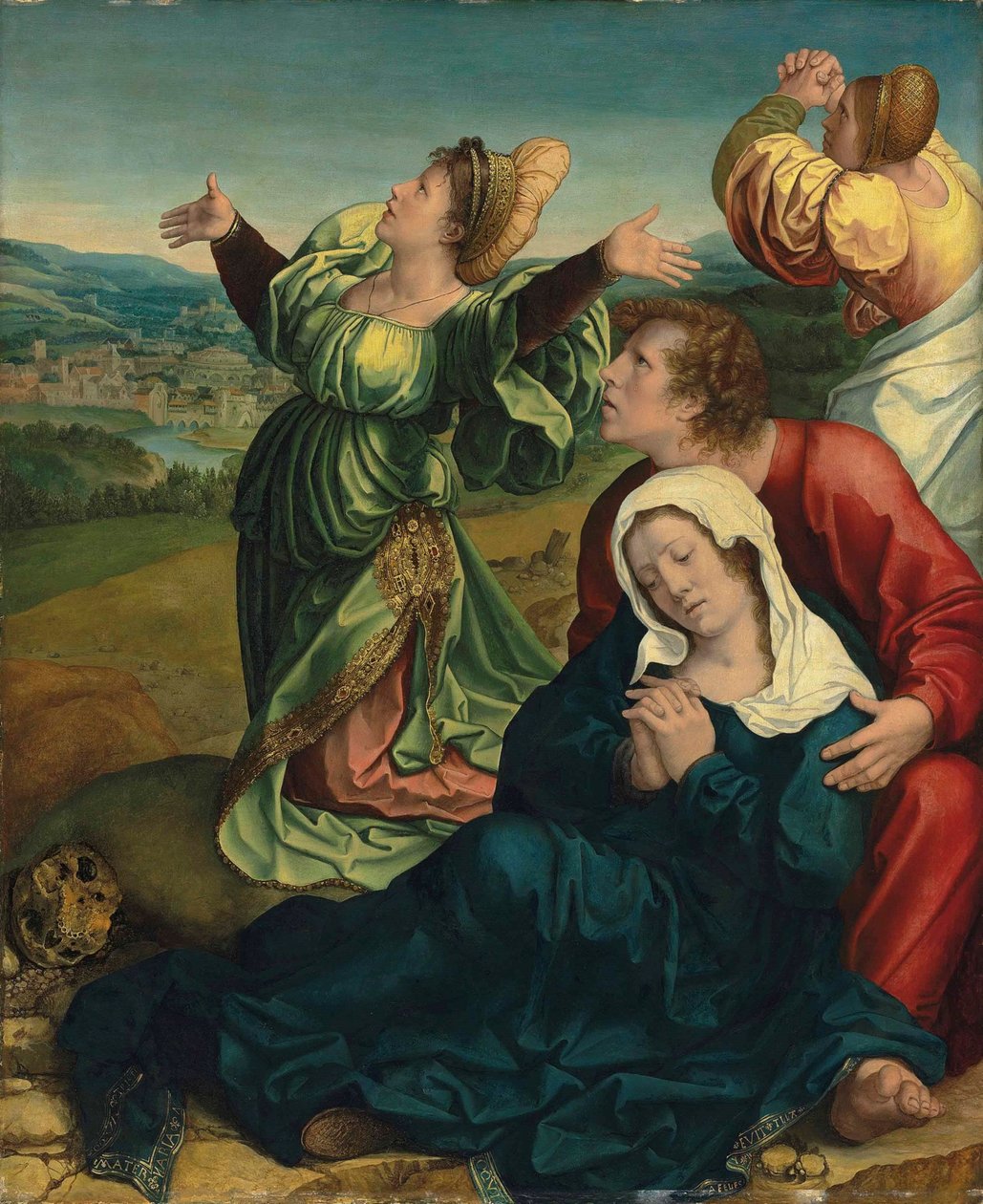 Três Marias e São João Evangelista sob a cruz (fragmento de uma crucifixão) Três Marias e São João Evangelista ao pé da cruz de Bernard van Orley