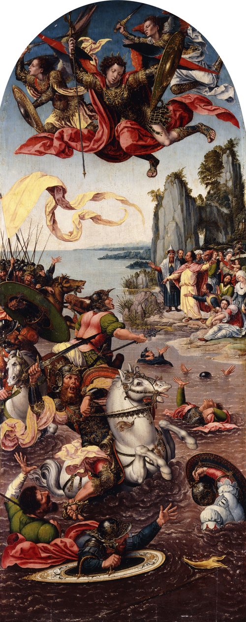 Moisés abrindo o Mar Vermelho na presença de São Miguel, de Bernard van Orley