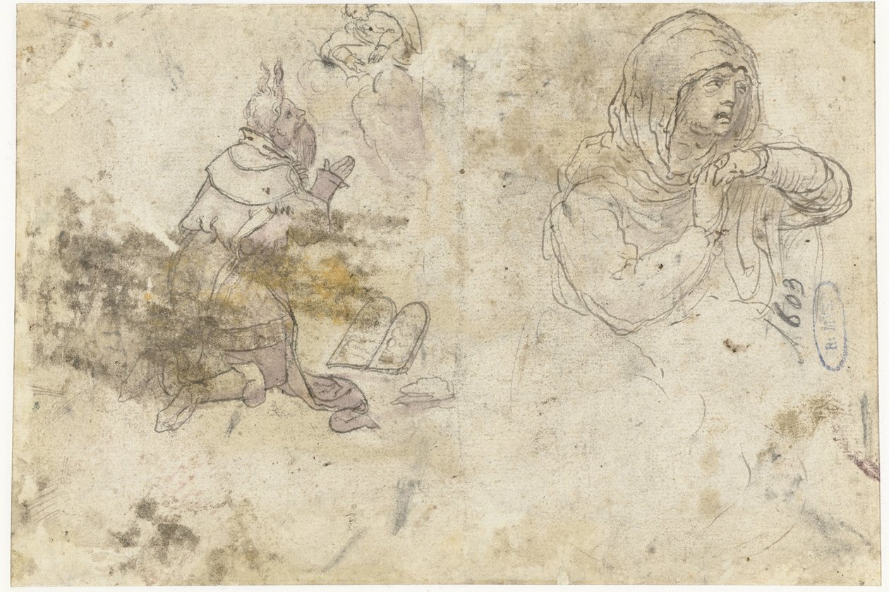 Moisés e uma Maria de luto ou Maria Madalena de Bernard van Orley