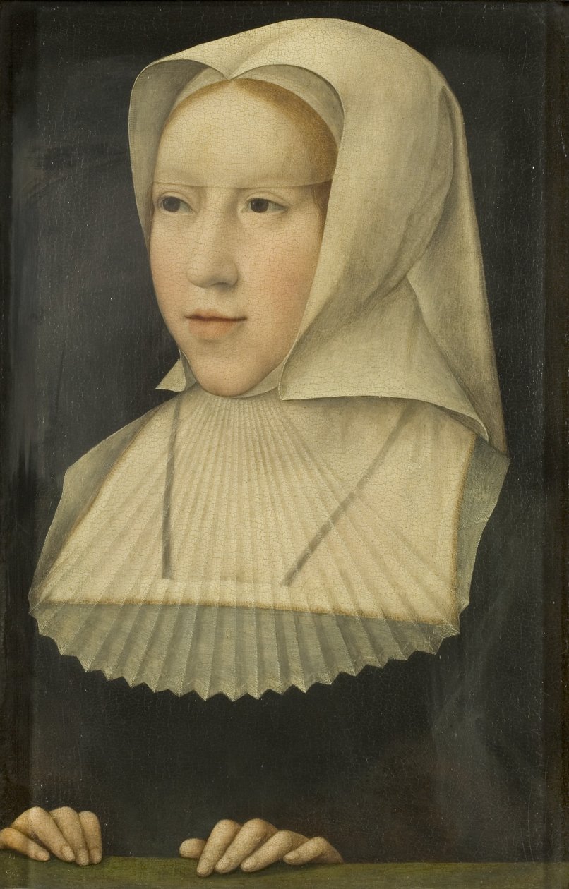Retrato de Margarida da Áustria (óleo no painel) de Bernard van Orley