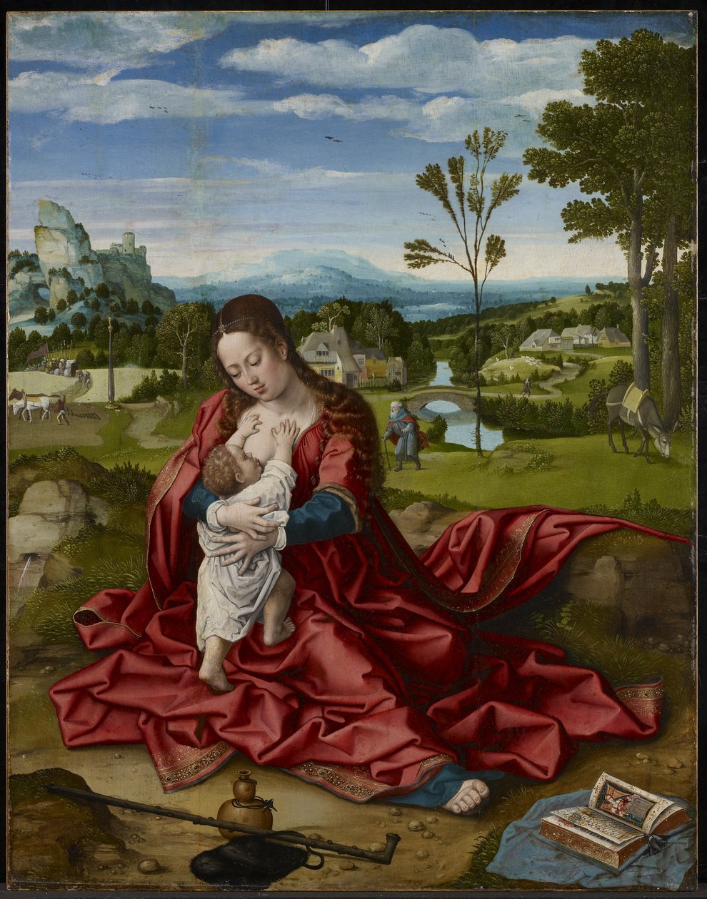 Descanse no vôo para o Egito, c.1518 (óleo e gesso no painel) de Bernard van Orley