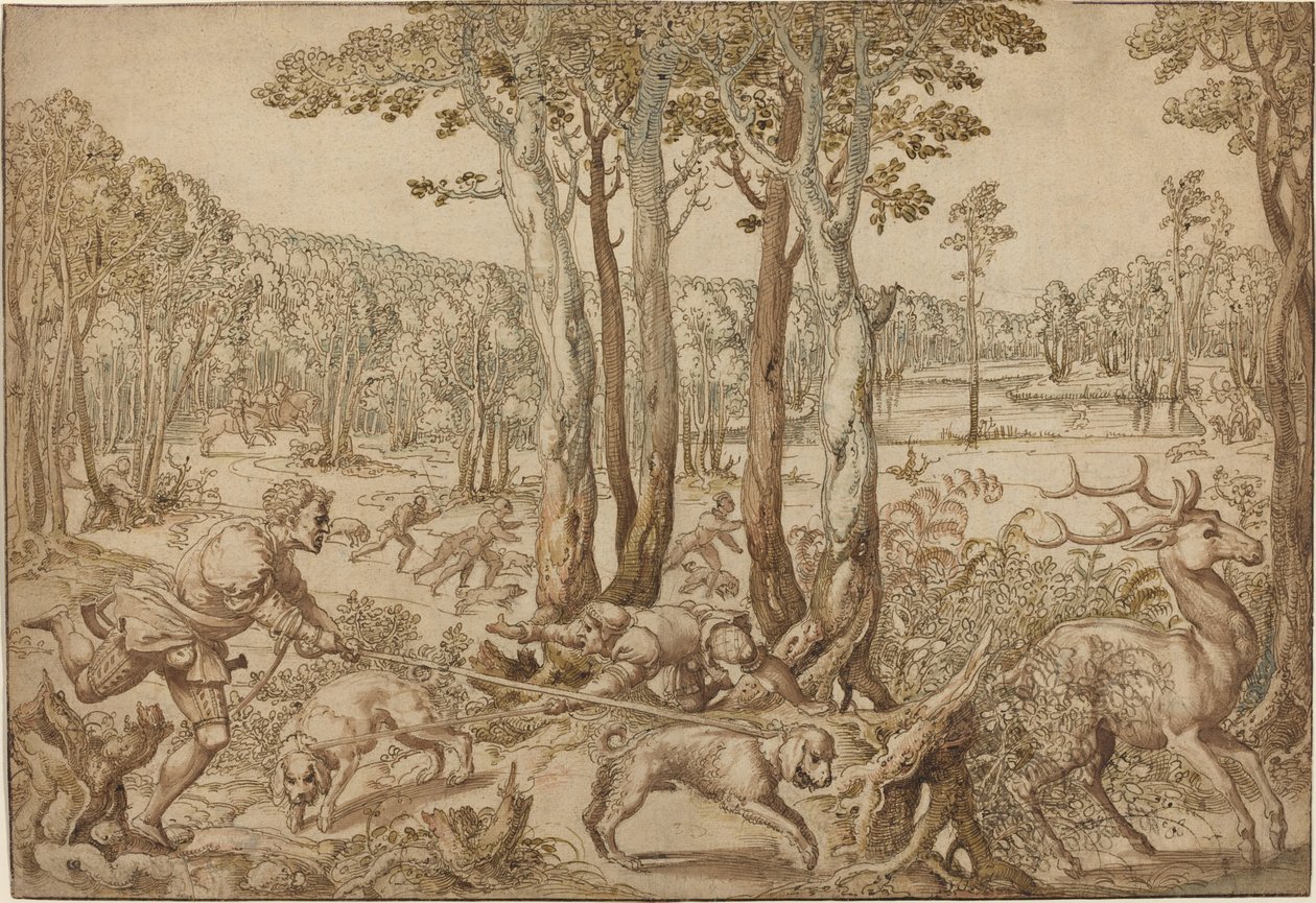 The Hunts of Maximilian: The Stag Hunt (agosto) de Bernard van Orley