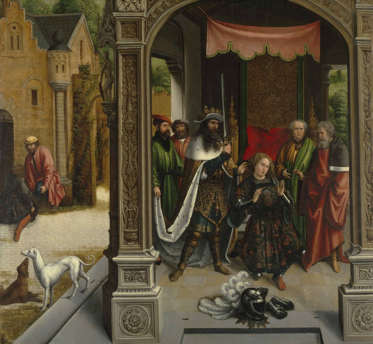 A cavalaria de São Martinho pelo imperador Constantino, ca 1514. de Bernard van Orley