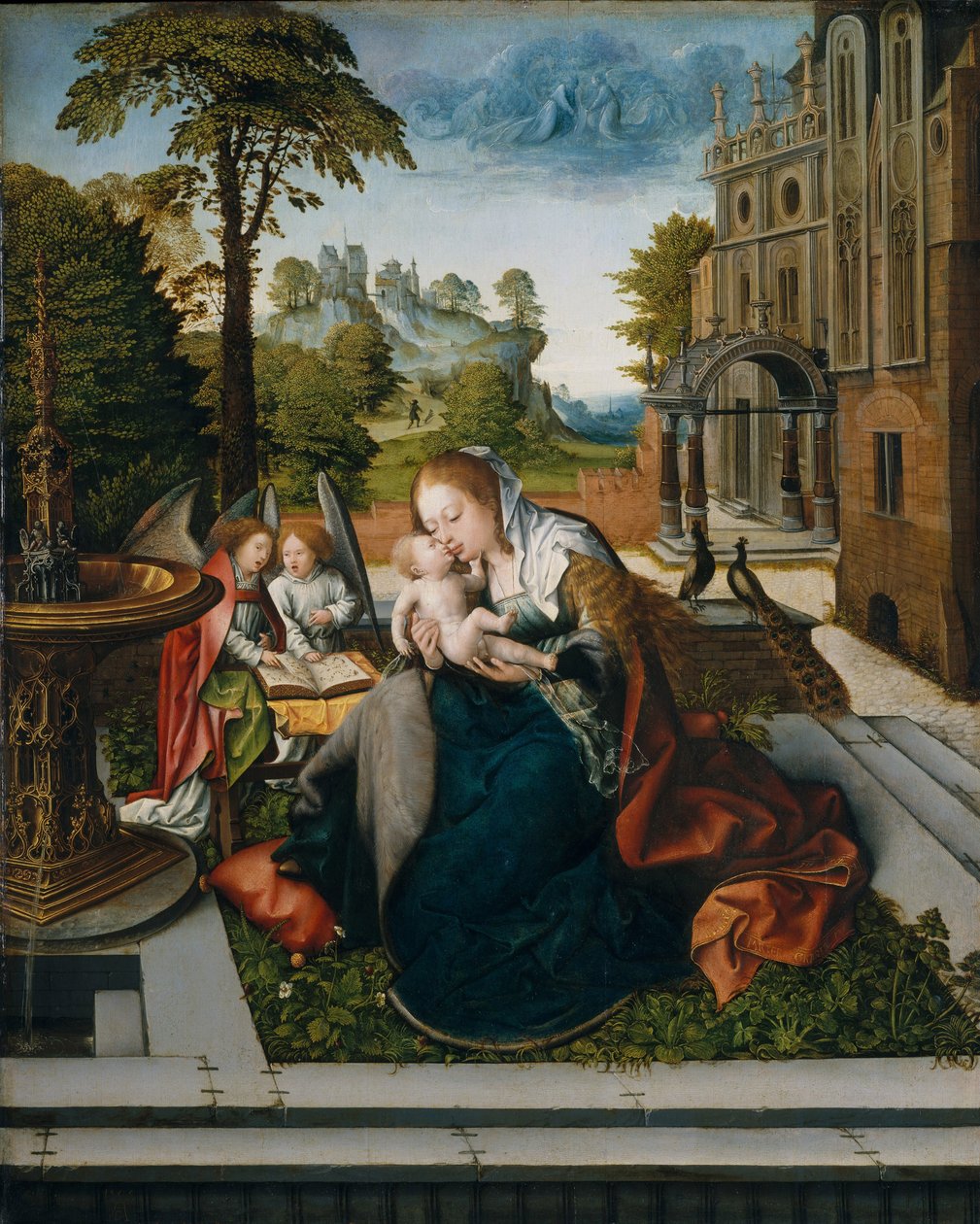 Virgem e criança com anjos, c.1518 de Bernard van Orley