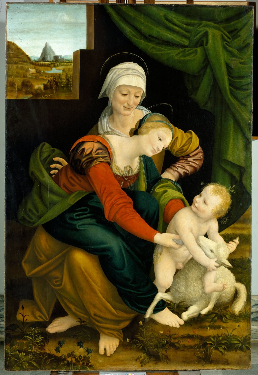 Madonna e criança com St. Anne (painel) de Bernardino Luini