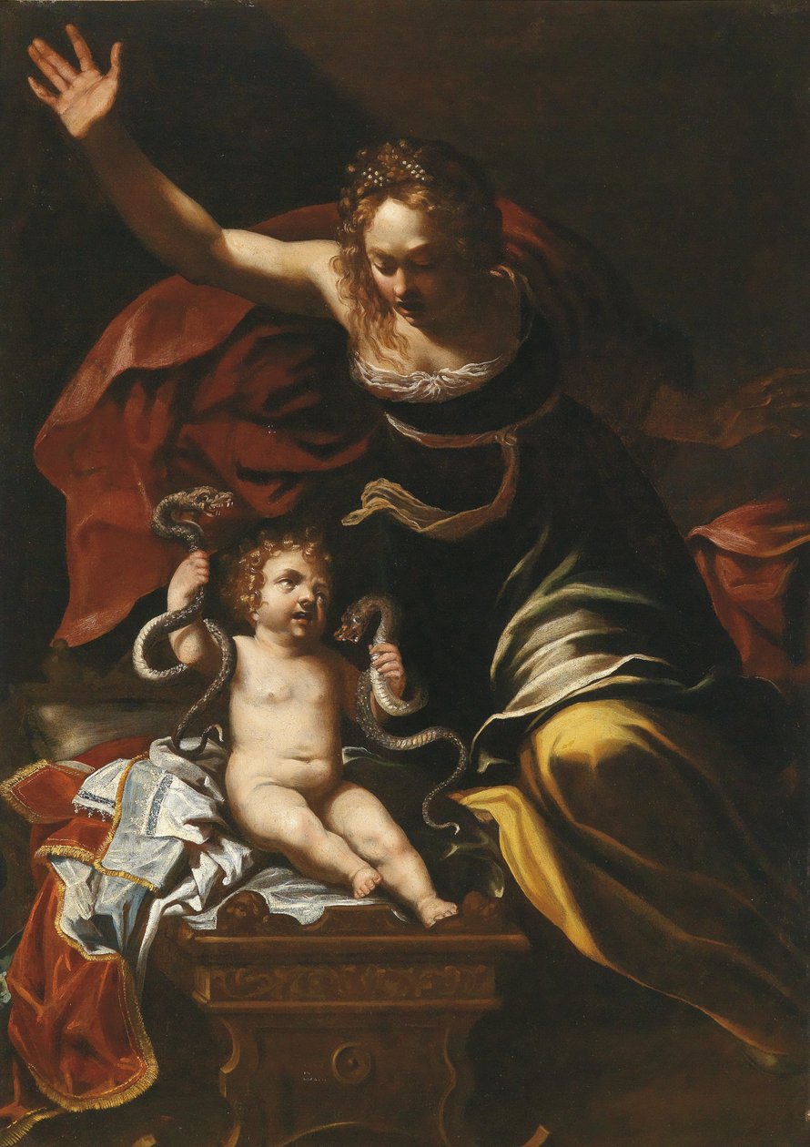 Cena da infância de Hércules de Bernardino Mei