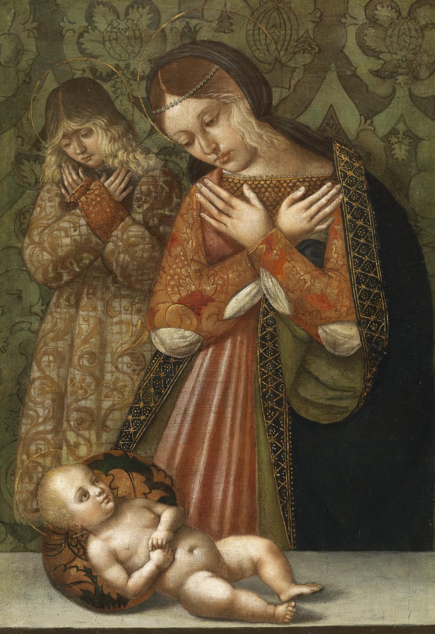Maria e um anjo em adoração da criança de Bernardino di Bosio Zaganelli