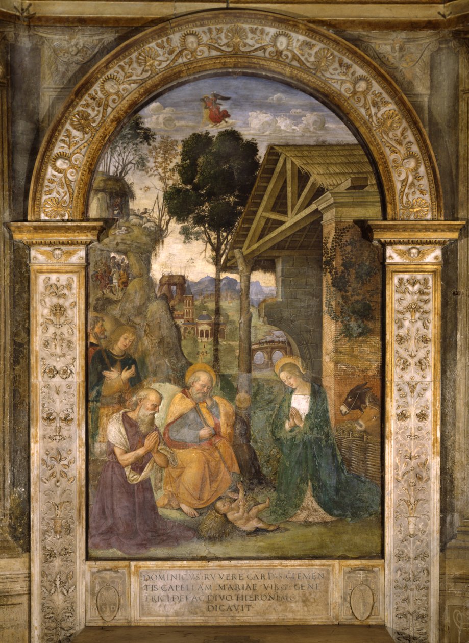 Adoração da Criança, c.1490 (óleo sobre painel de madeira) de Bernardino di Betto Pinturicchio