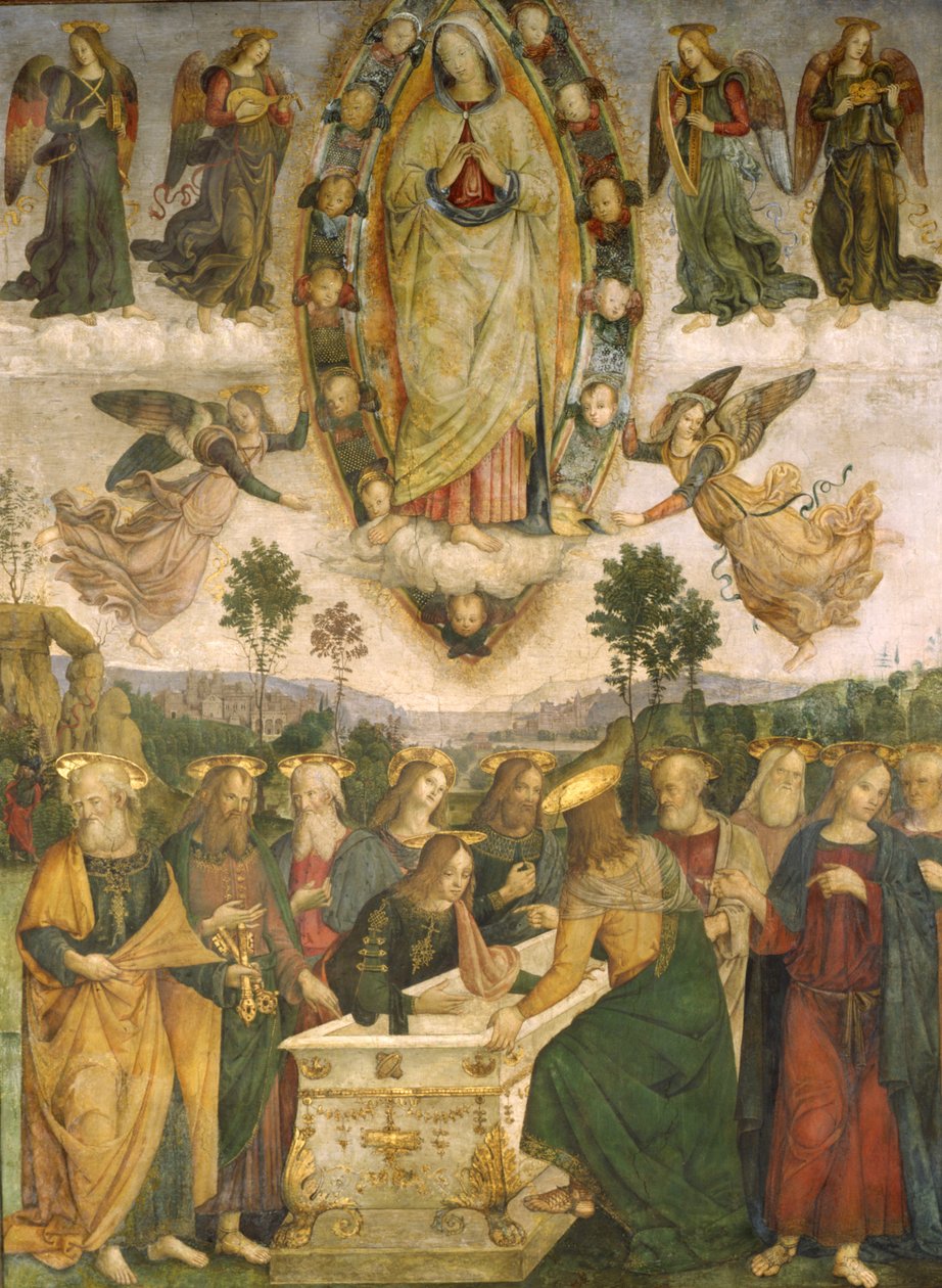 A Assunção da Virgem (óleo sobre painel de madeira) de Bernardino di Betto Pinturicchio