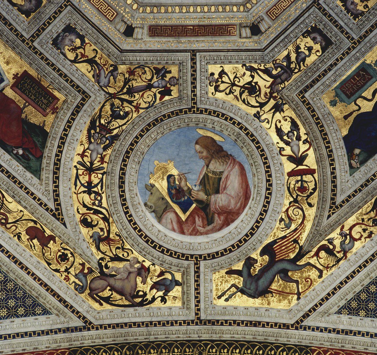 Abóbada do presbitério com o evangelista Lucas, Santa Maria del Popolo, Roma, c.1484-92 de Bernardino di Betto Pinturicchio