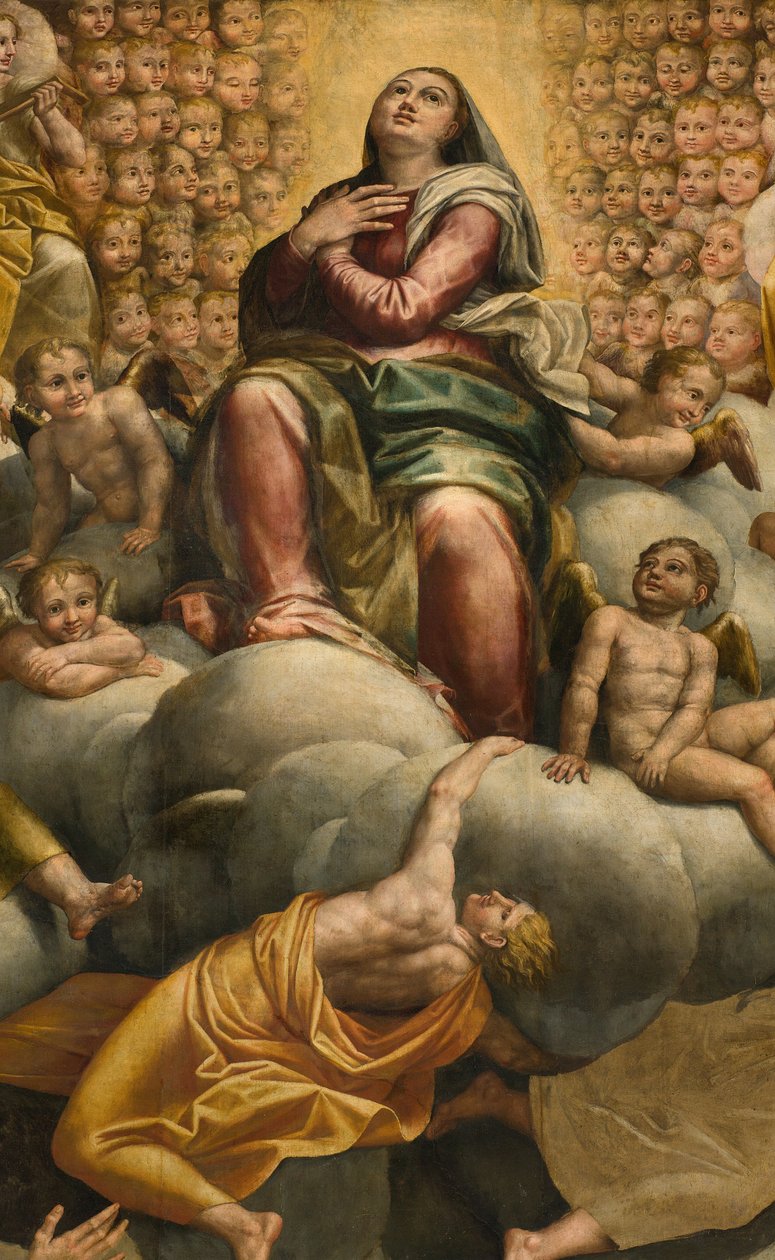 Apse, Altarpiece de Bernardino Gatti chamado Il Sojaro completado por Giovanni Battista Trotti chamado IL Malosso, Assunção da Virgem de Bernardino Gatti