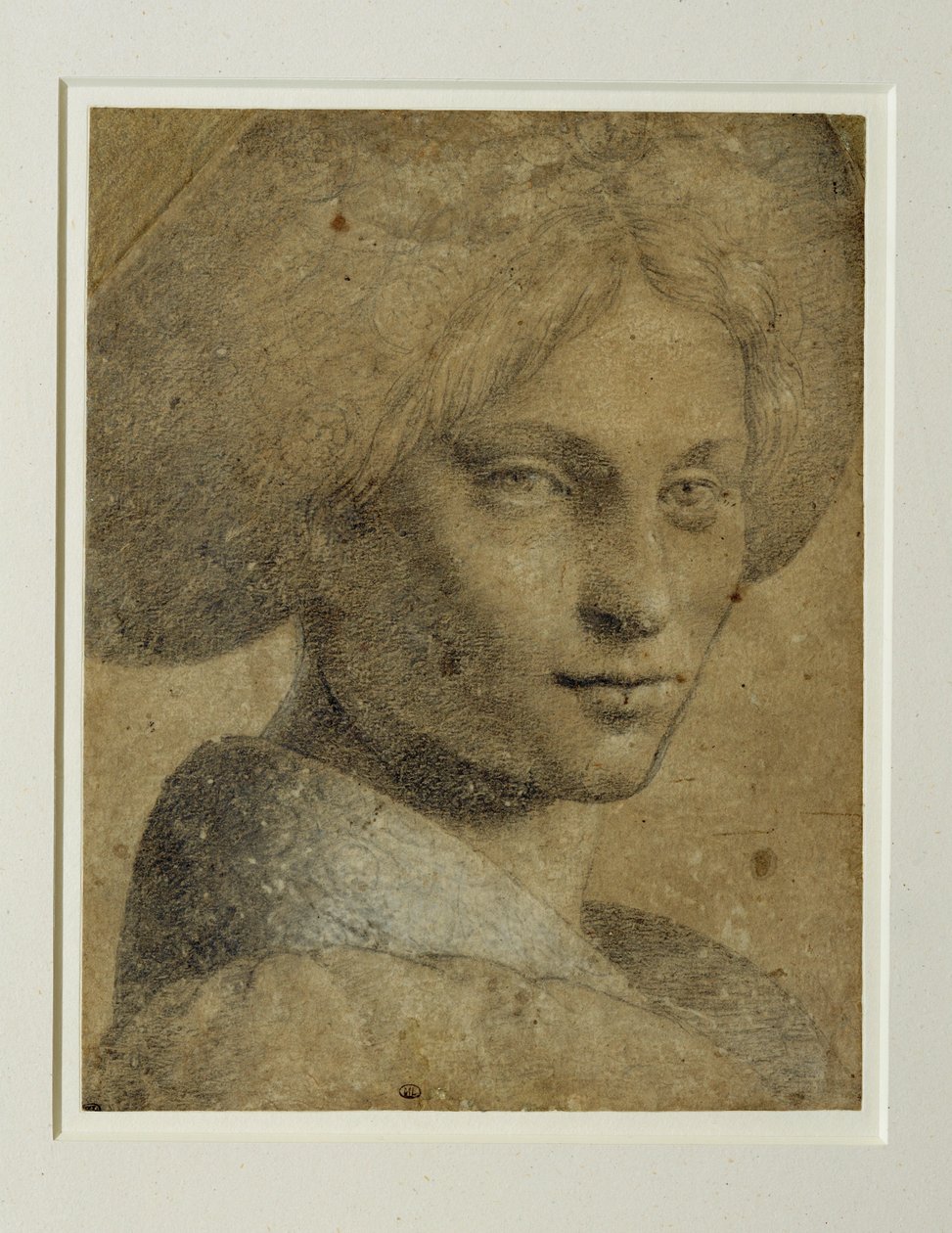 Retrato de uma mulher de turbante, três quartos para a direita ... de Bernardino (attr. to) Luini