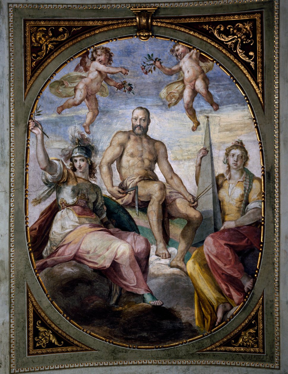 Representação alegórica de Cosimo I, fresco, de Bernardino Poccetti (1548-1612). Sala di Bona ceiling, Pitti Palace, Florença. Itália de Bernardino Barbatelli Poccetti