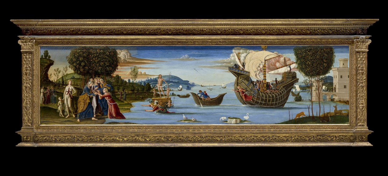 O Amado de Enalus Sacrificado a Poseidon e Poupado, c.1512 (têmpera, óleo e folha de ouro na madeira) de Bernardino Fungai