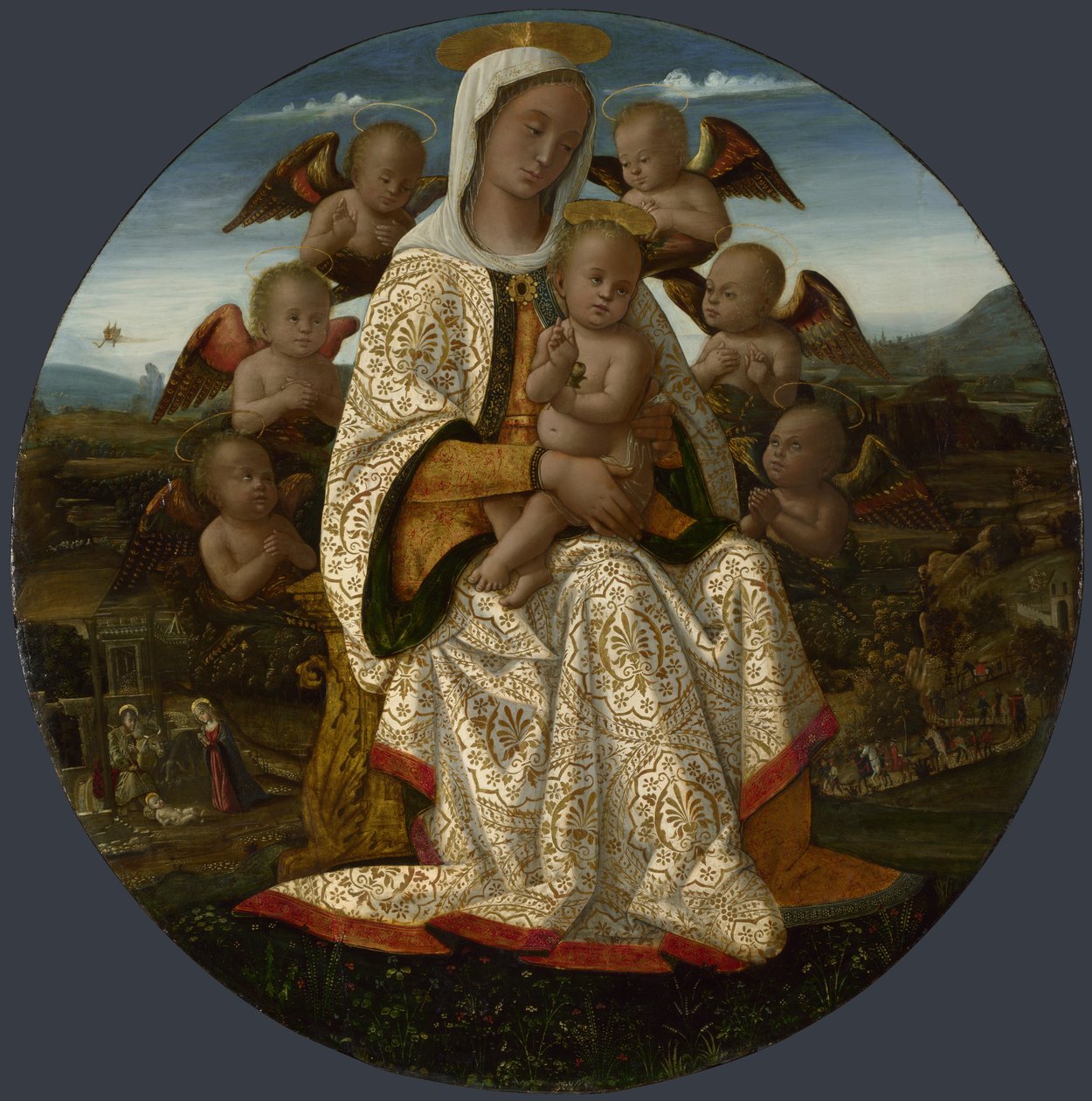 A Virgem e o Menino com Querubins, c. 1500 de Bernardino Fungai
