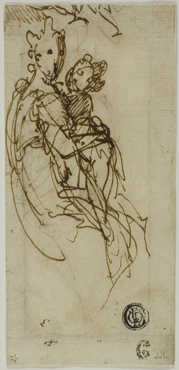 Virgem e Menino sentados (reto); Virgem e Menino sentados (verso) de Bernardino India