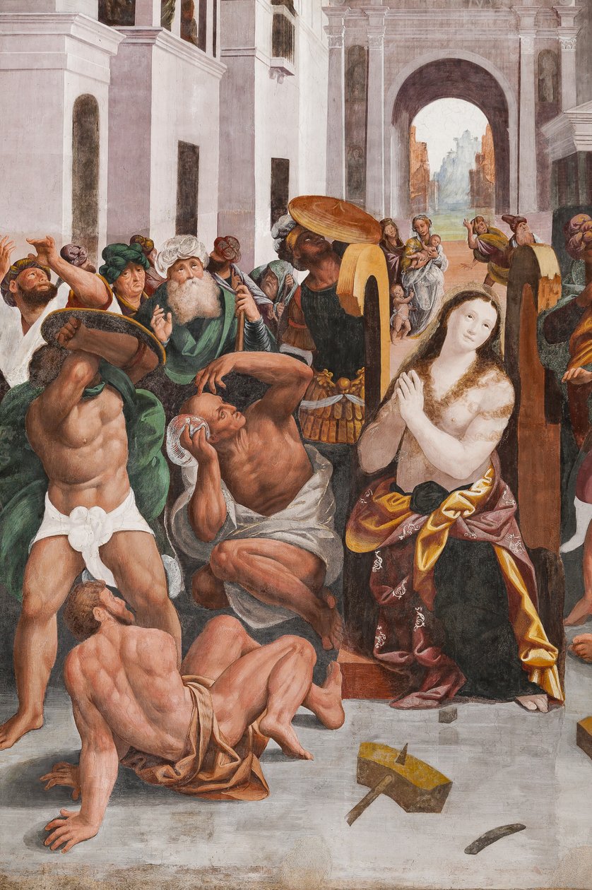 Detalhe de O Martírio de Santa Catarina (fresco) de Bernardino Lanino