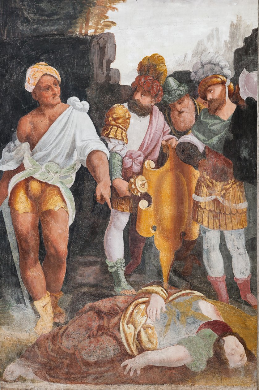 Detalhe de O Martírio de Santa Catarina (fresco) de Bernardino Lanino