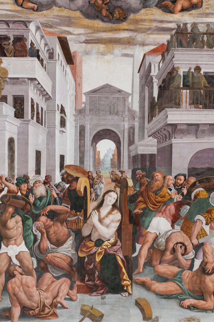 Detalhe de O Martírio de Santa Catarina (fresco) de Bernardino Lanino