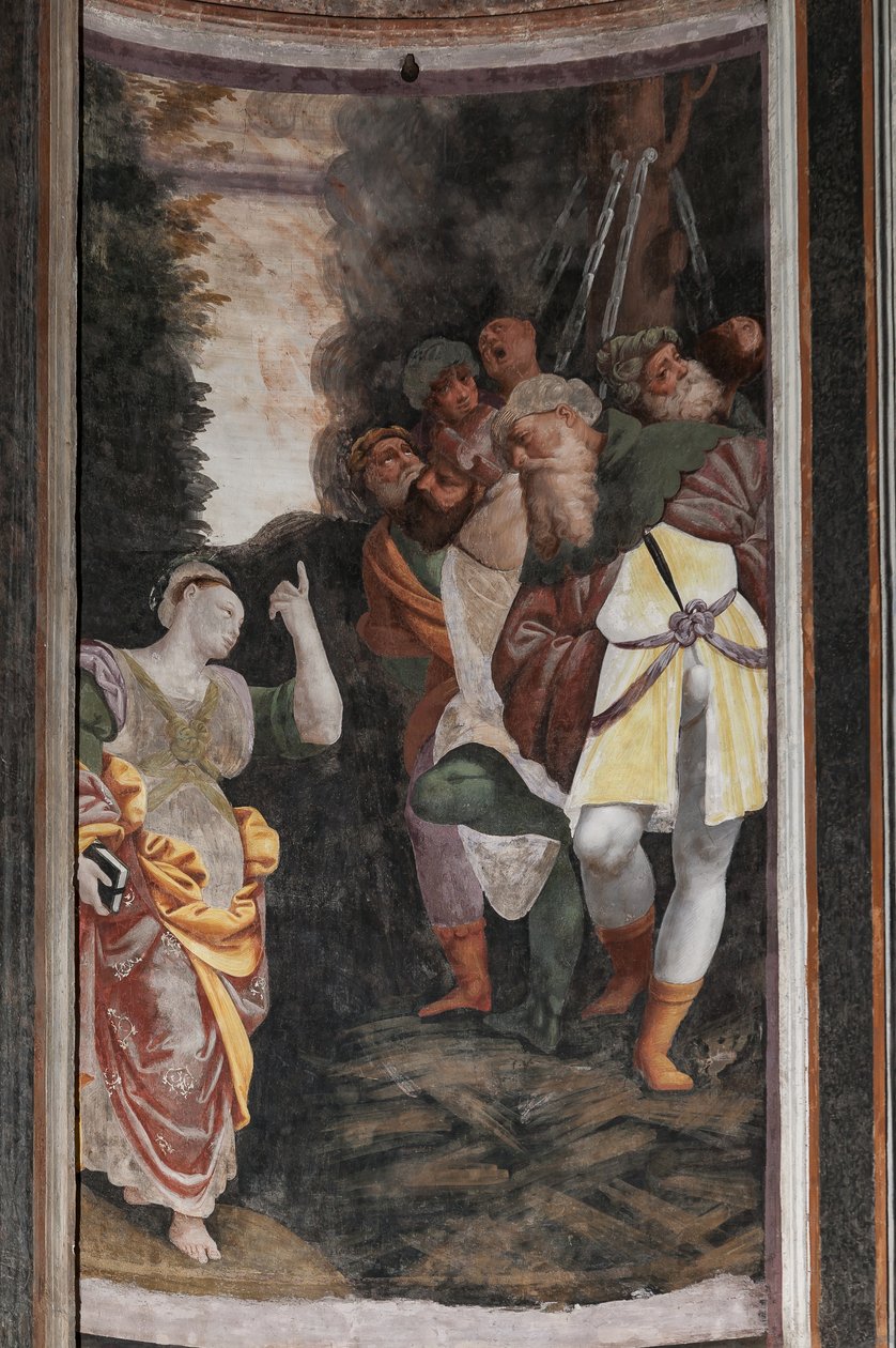 Detalhe de O Martírio de Santa Catarina (fresco) de Bernardino Lanino
