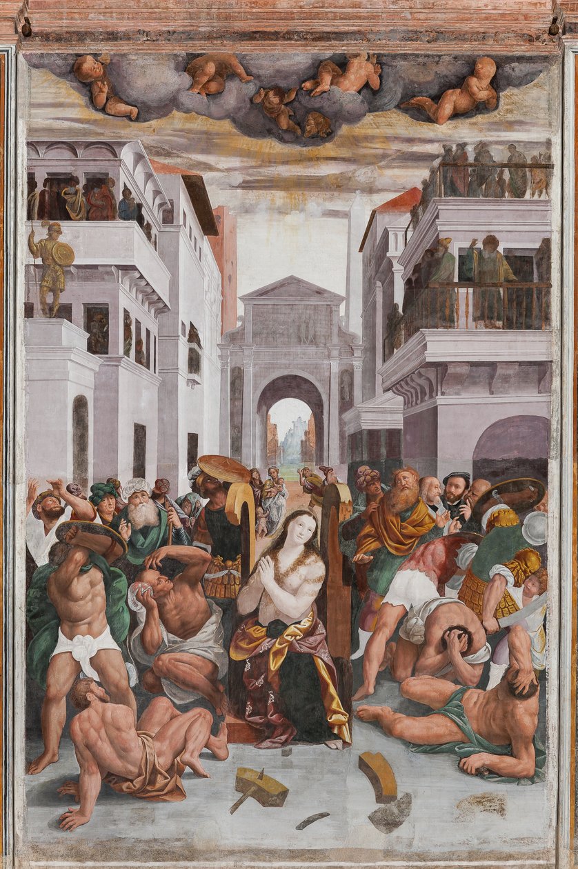 Detalhe do Martírio de Santa Catarina (fresco) de Bernardino Lanino