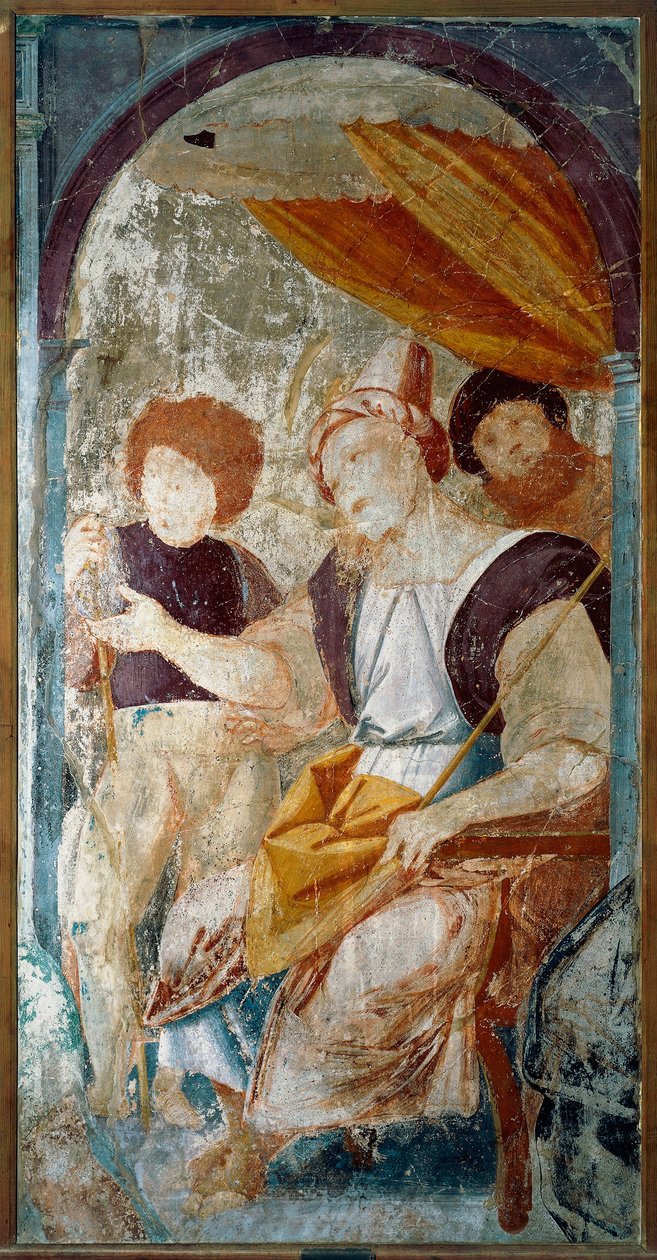 Itália, Varallo, fragmento de pintura de The Flagellation de Bernardino Lanino