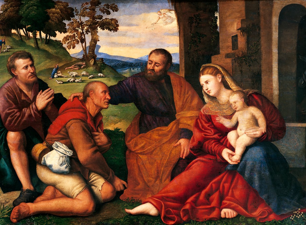 Adoração dos Pastores, por Bernardino Licinio (1489-1565) de Bernardino Licinio