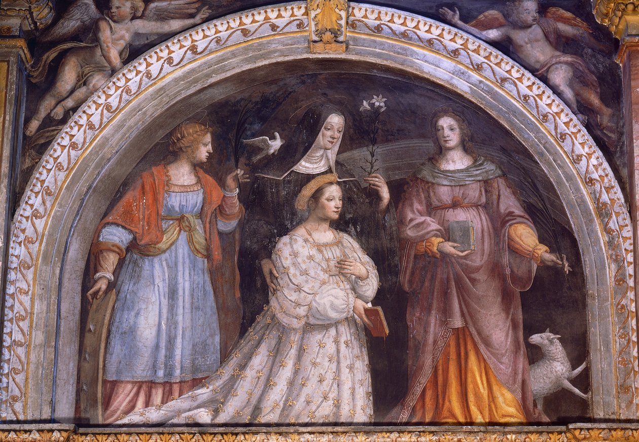 Itália, Milão, Igreja de São Maurício al Monastero Maggiore, Ginevra Bentivoglio Sforza tomando véu de Bernardino Luini