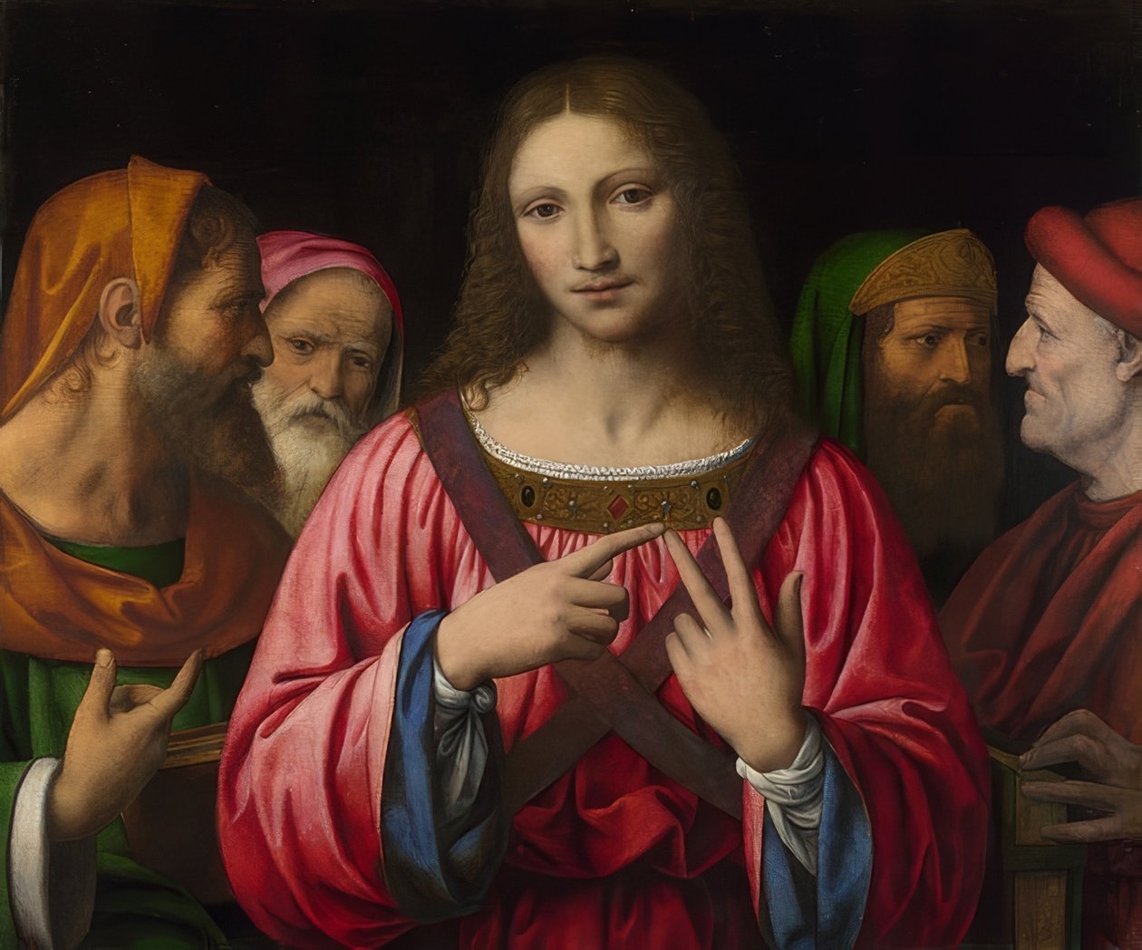 Jesus entre os escribas. Por volta de 1515-30 de Bernardino Luini