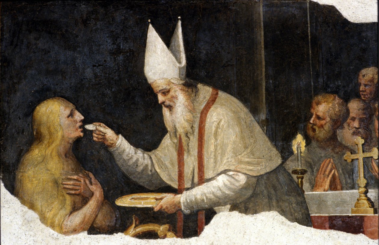 A comunhão da Madeleine. Fresco de Bernardino de Scapis chamado Bernardino Luini. Século XV. Sovrintenza da cidade de Milão. de Bernardino Luini