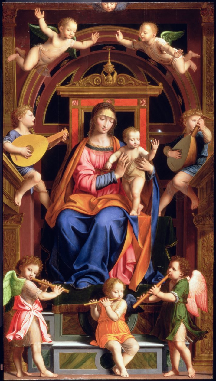 Madonna e criança entronadas de Bernardino Luini