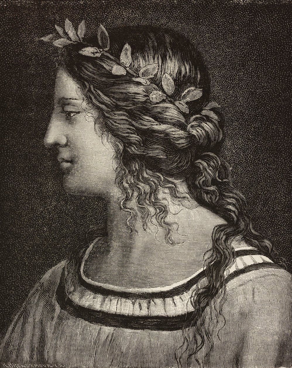 Casamento de Virgem, gravura a partir de detalhes de afresco de Bernardino Luini no santuário de Saronno, Itália, de L