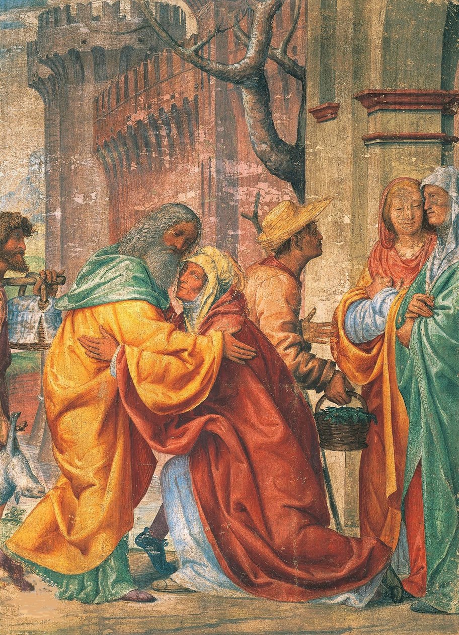 Encontro dos Santos Joaquim e Ana na Golden Gate, c. 1520. de Bernardino Luini