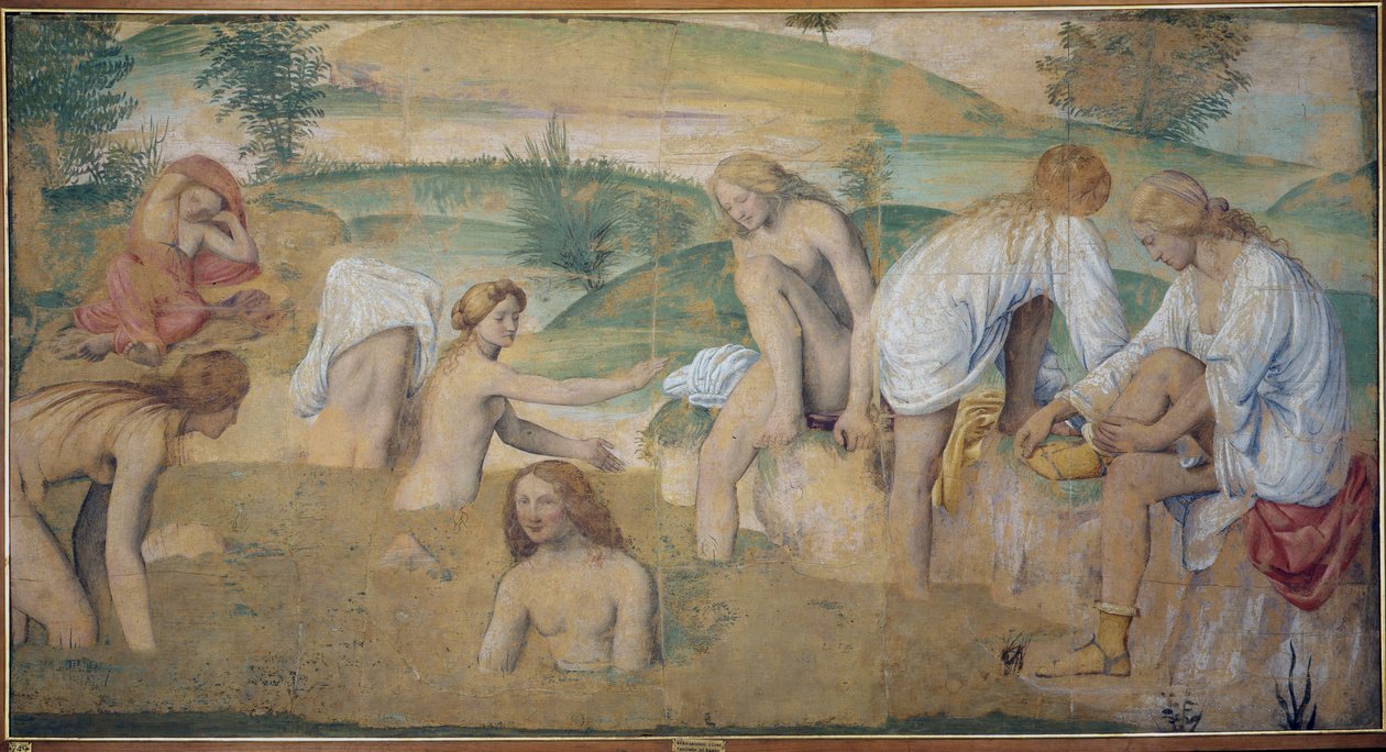 Ninfas no banho, c.1514 (fresco destacado transportado a bordo) de Bernardino Luini