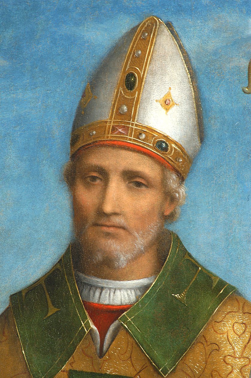 Santo Ambrósio, 1520-22 (têmpera a bordo) (detalhe de 3496310) de Bernardino Luini