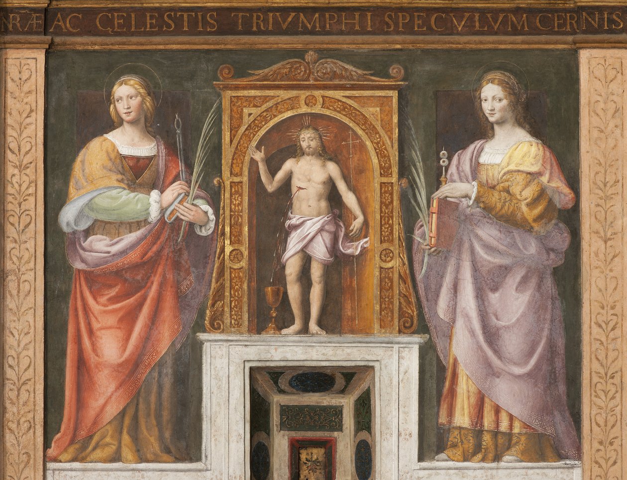 Santa Apolônia e Santa Lúcia, c.1522-25 (detalhe de 3497192) de Bernardino Luini