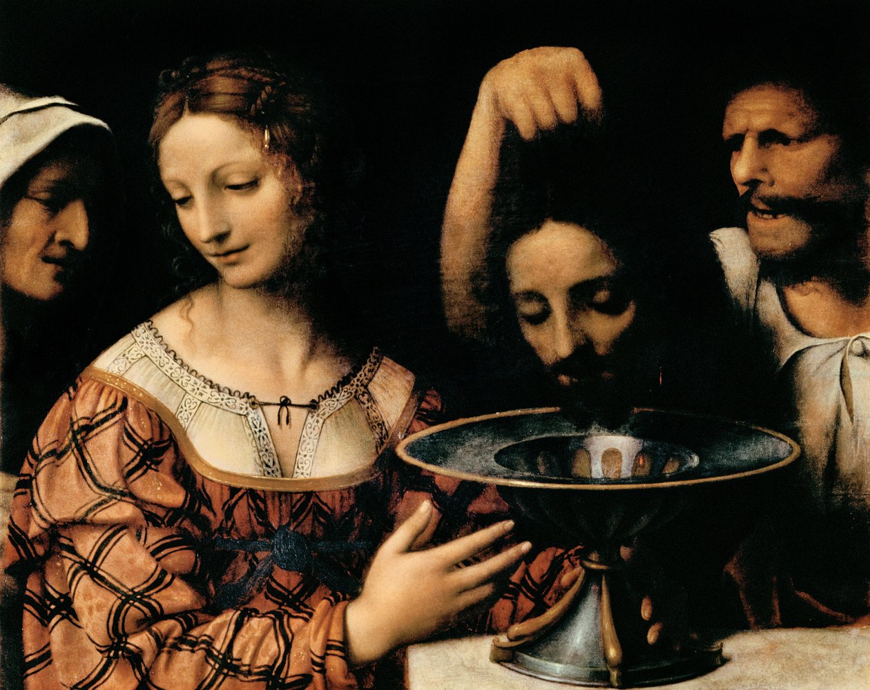 O Executor Apresenta a Cabeça de João Batista a Herodes, 1527-31 (tempera no painel) de Bernardino Luini