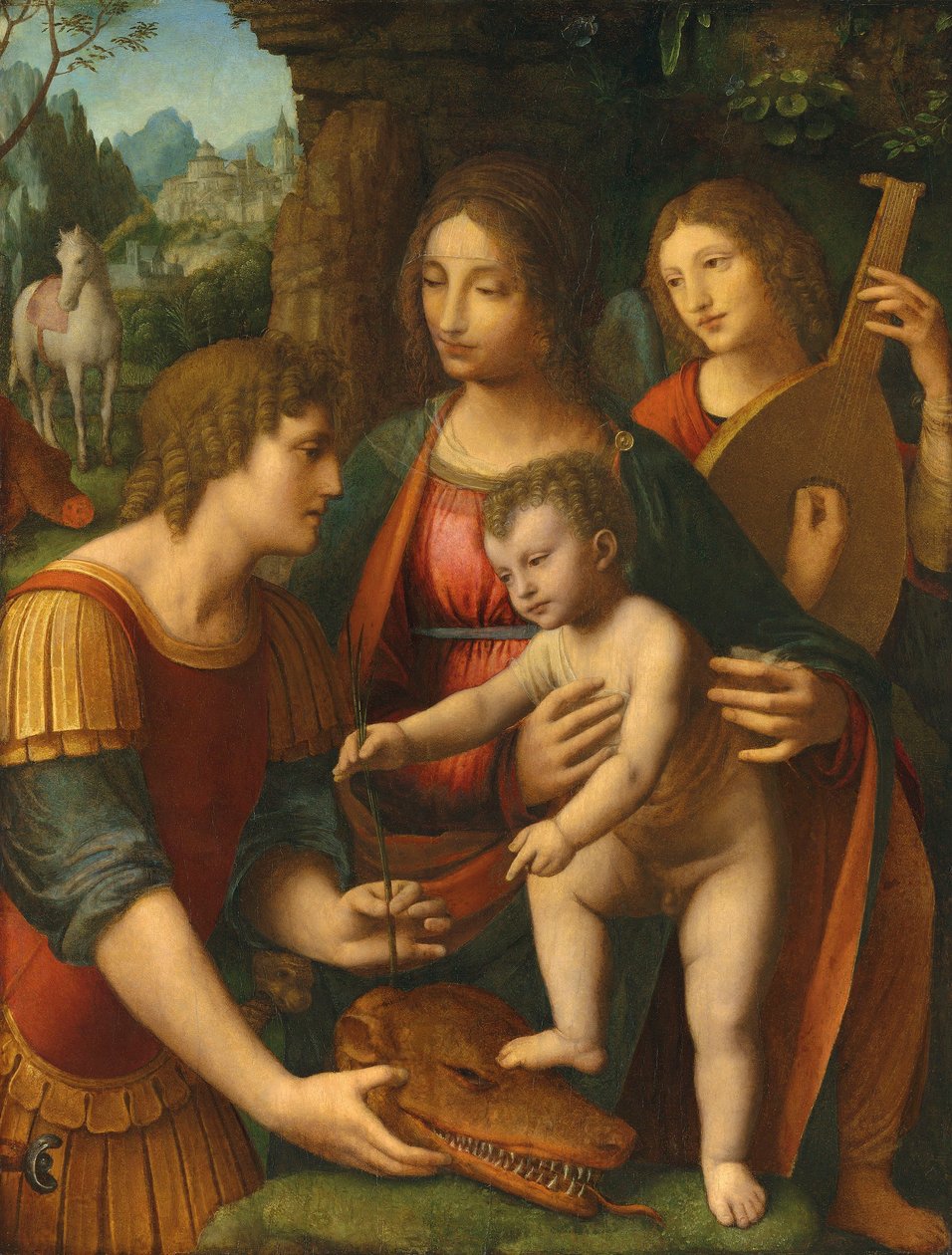 A Madona e o Menino com São Jorge e um anjo de Bernardino Luini
