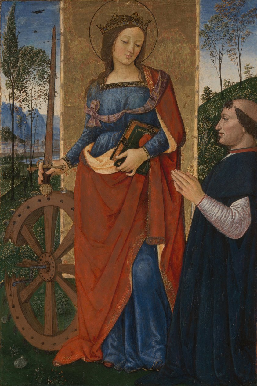 Santa Catarina de Alexandria com um doador, c. 1480 de Bernardino Pinturicchio
