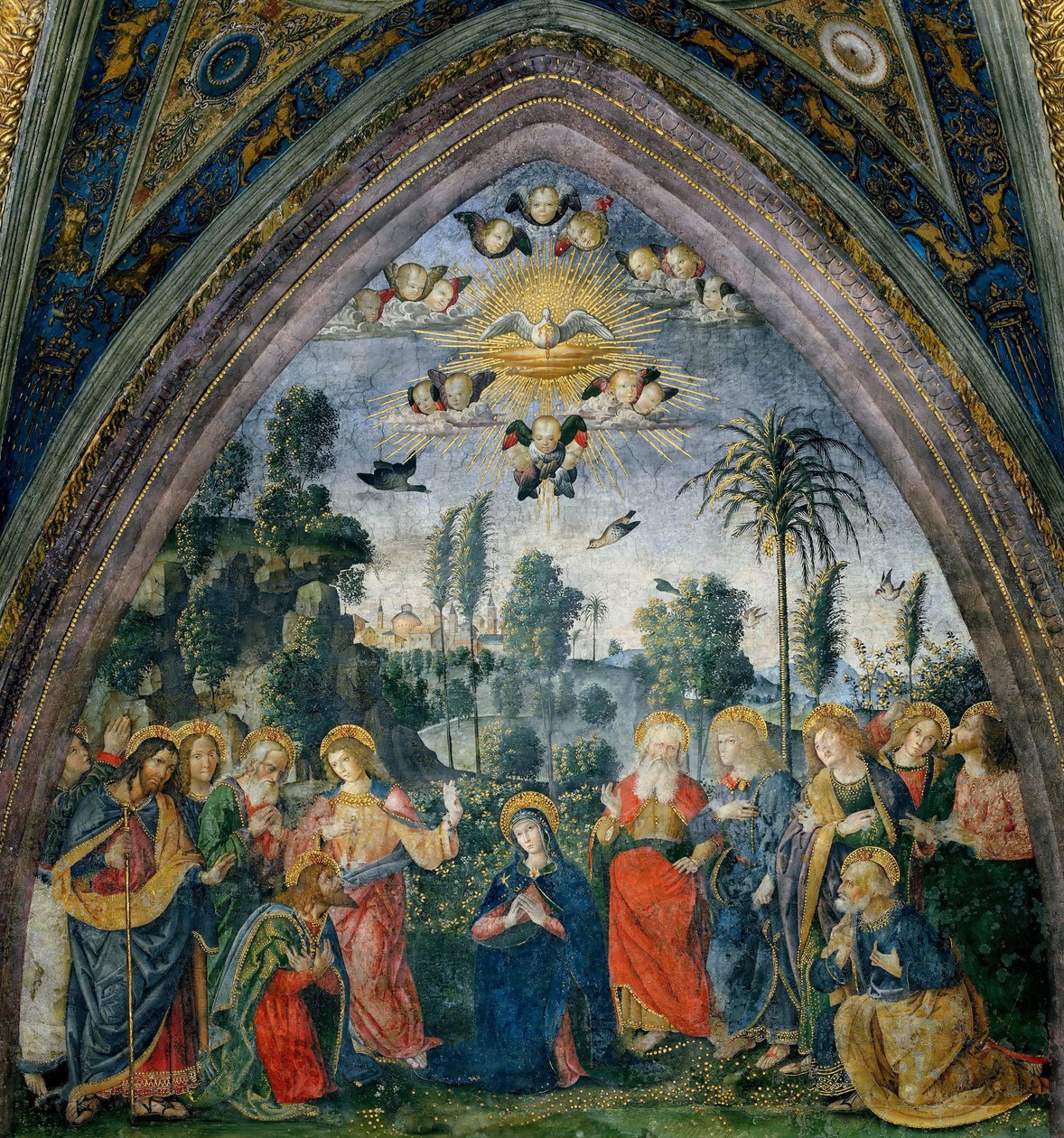 A descida do Espírito Santo Pentecostes, 1492-1495. de Bernardino Pinturicchio